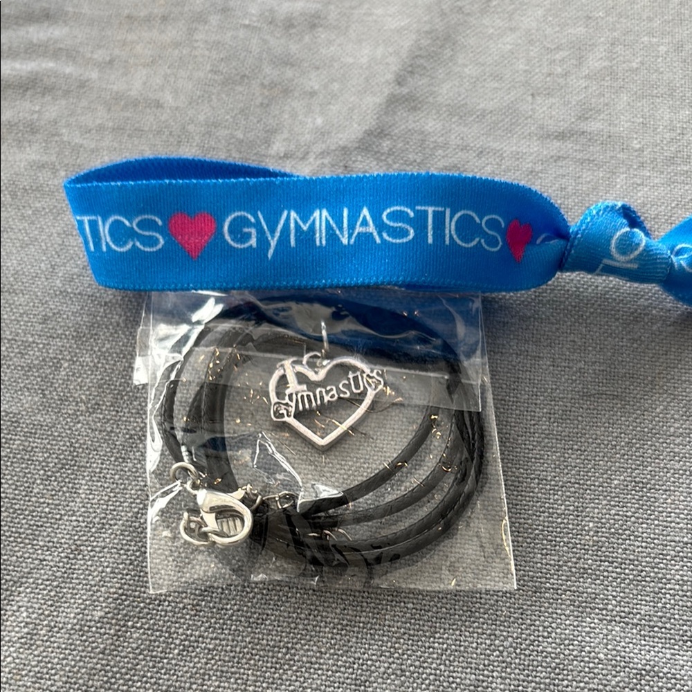 Black I love Gymnastics Necklace with Heart Charm and Sleek Design